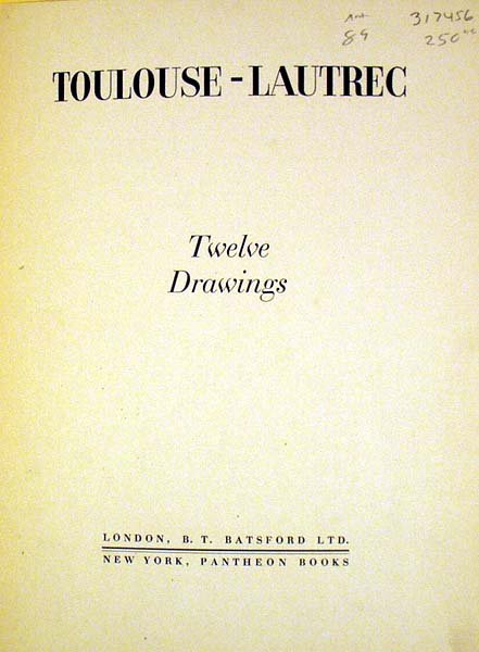 TOULOUSE-LAUTREC TWELVE DRAWINGS 1945 12 Plates - 2