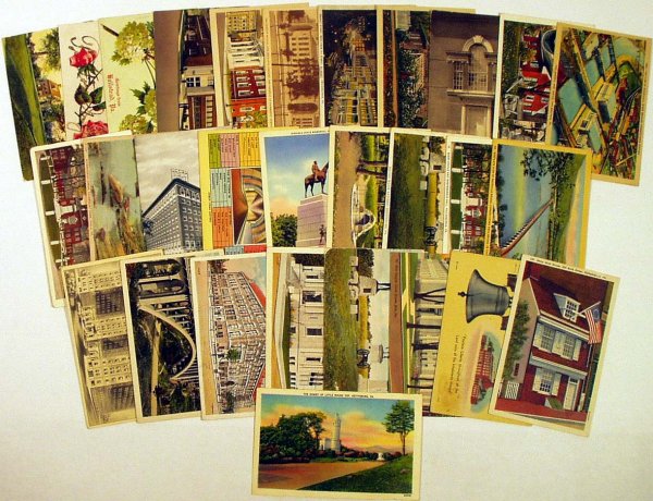 60Pc ANTIQUE PENNSYLVANIA POSTCARDS Famous Sites