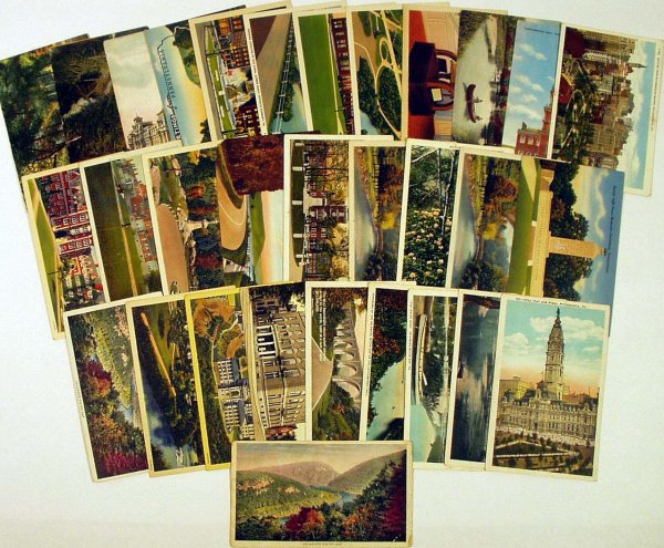 60Pc ANTIQUE PENNSYLVANIA POSTCARDS Famous Sites - 2