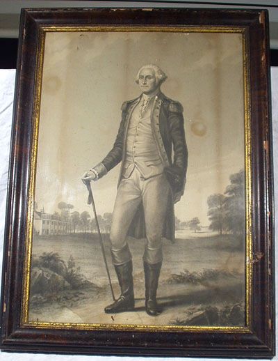 c1870 Framed Engraving WASHINGTON AT MOUNT VERNON