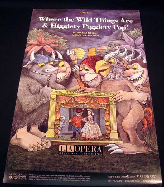 Maurice Sendak WHERE THE WILD THINGS ARE & HIGGLETY: Details: This lot consists of the artwork shown in the corresponding image(s). Printed on the image at the top is the text in white "Where the Wild Things Are & Higglety Pigglety Pop!" The image itse