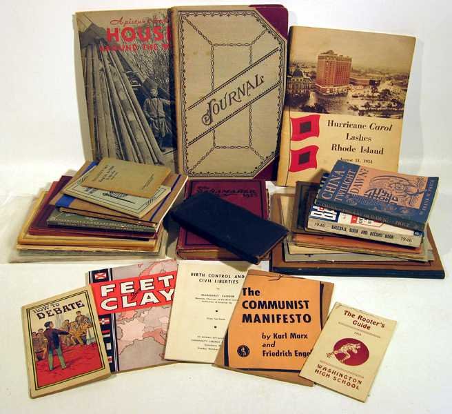 Amish Theology VINTAGE & ESTATE BOOKS & EPHEMERA: Details: This lot consists of the vintage and estate books and ephemera shown in the corresponding images. Sports related items include "The Rooter's Guide 1919 Washington High School", and "Baseball 