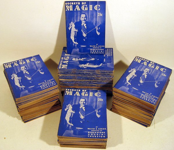 125V New Old Stock Gibson VINTAGE MAGIC & ILLUSIONIST: Details: This lot consists of the approximately 125 new old stock of vintage magic and illusionist instructional booklets shown in the corresponding images. This collection of unsold stock includes pr
