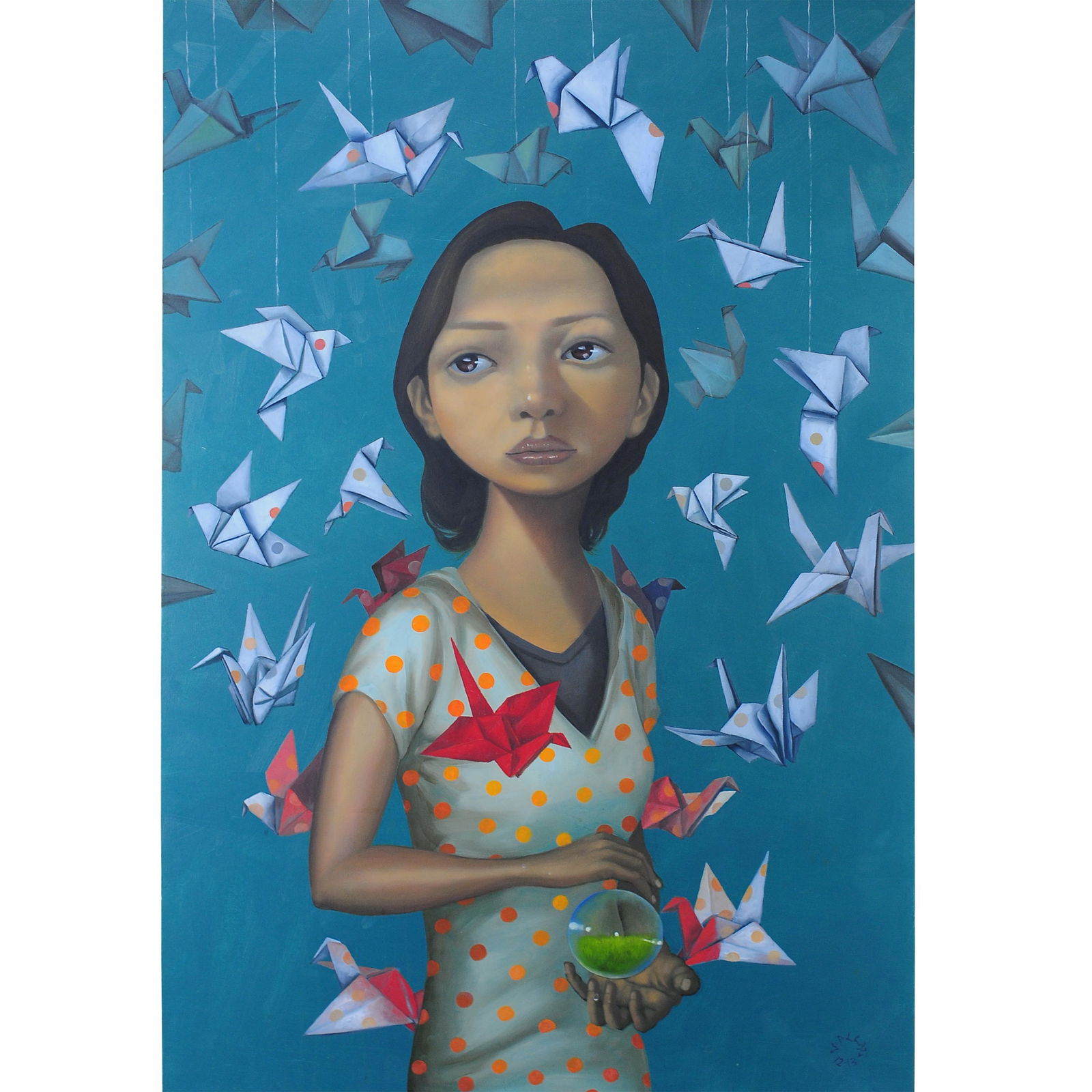 Joy Mallari (b. 1966): Untitled (Paper Cranes)