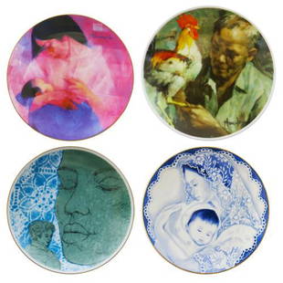 A lot of four commemorative plates by various artists: A lot of four commemorative plates by various artists