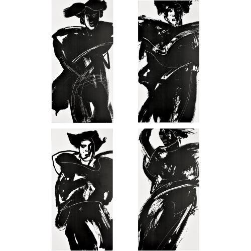 BenCab (b. 1942) - A lot of four ceramic tiles from the: BenCab (b. 1942) - A lot of four ceramic tiles from the 32 Variations of Sabel series