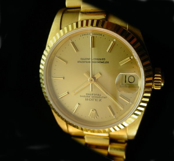 ROLEX Midsize Solid 18K Gold President Watch WOW: THIS IS A Solid 18K Rolex Band! Quickset! Sapphire! Circa: Contemporary