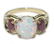5103: 2.30 CT DIA RUBY & OPAL 3 GR 14K GOLD RING.