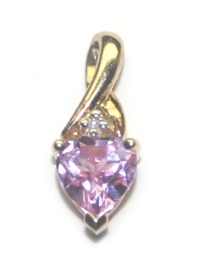 0.80 CT DIAM & PINK TOPAZ 10KT GOLD PENDANT.
