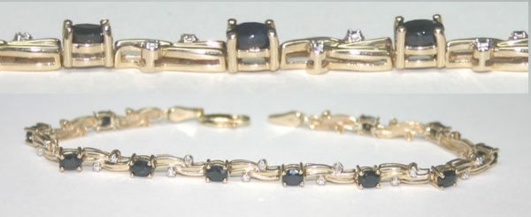 6.CT SAPPHIRE & DIA 6.GR 10K GOLD BRACELET .