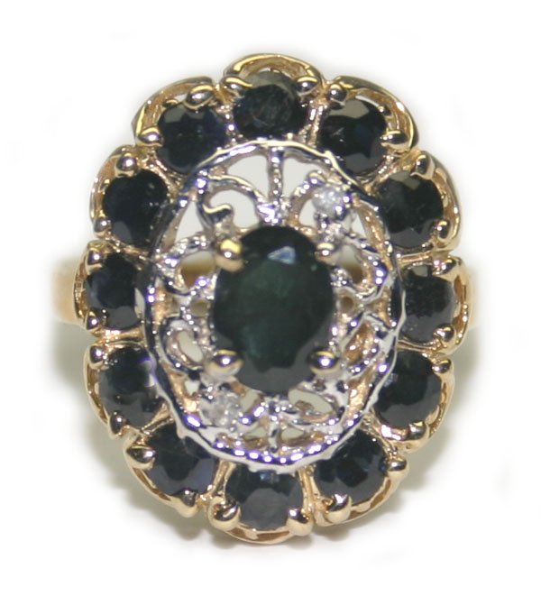 3.50CT SAPPH & DIA 7GR 14K GOLD RING.