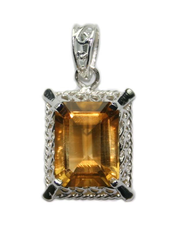 10.ct NATURAL CITRIN SILVER PENDANT .