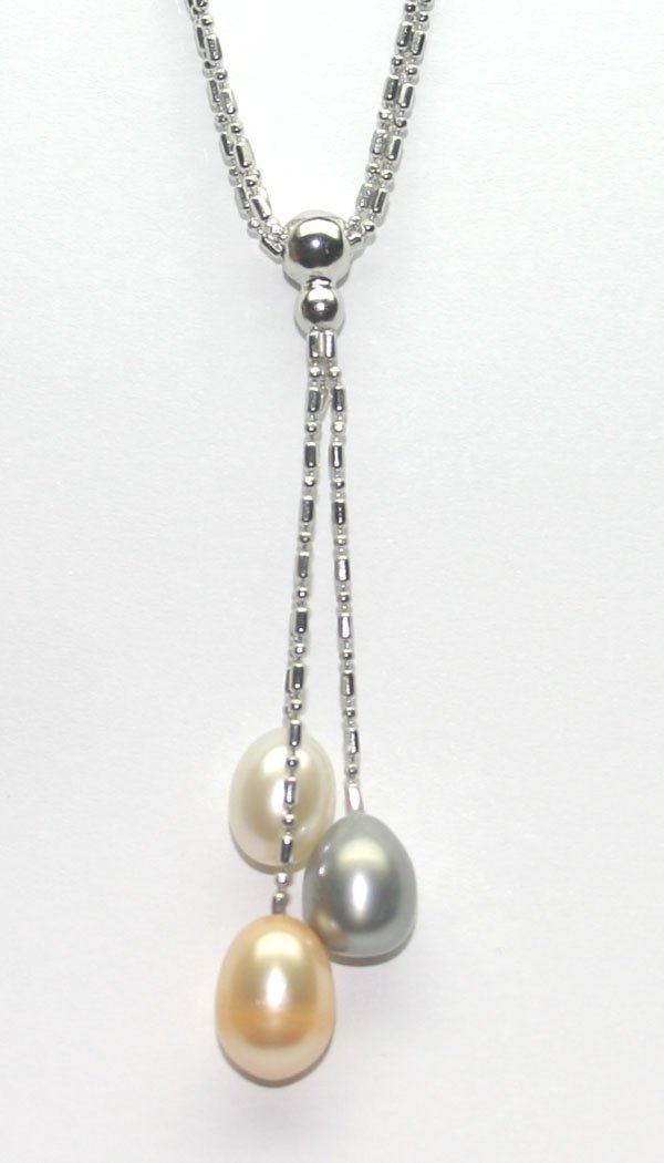 11mm NATURAL MULTI COLOR PEARL SILVER NECKLACE.