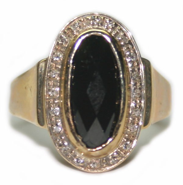 2.CT DIA & ONIX 3 GR 10K GOLD RING.