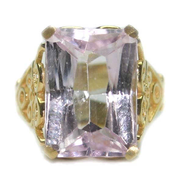 12.25 CT NATURAL KUNZITE SILVER RING .
