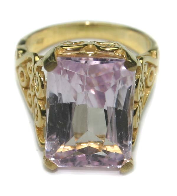 12.25 CT NATURAL KUNZITE SILVER RING . - 2
