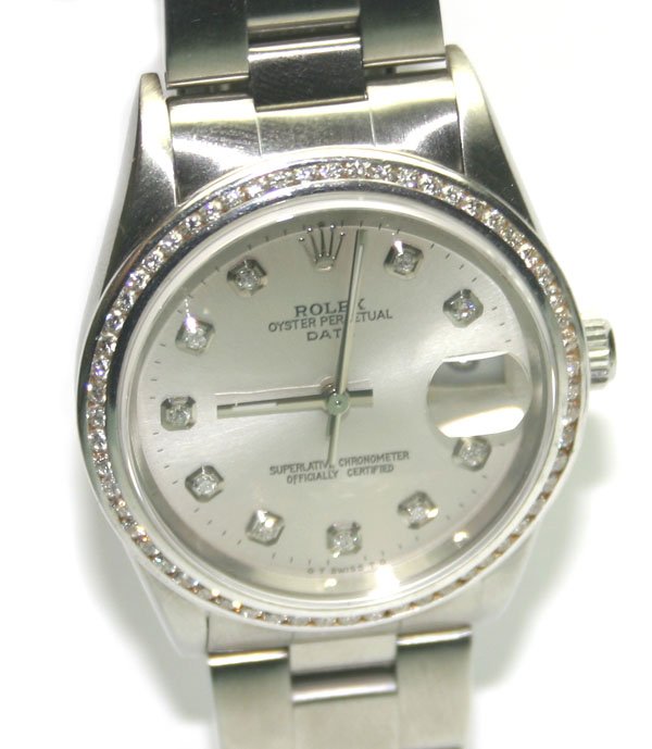 ROLEX STEEL/DIAMOND MEN'S DATE JUST WATCH.