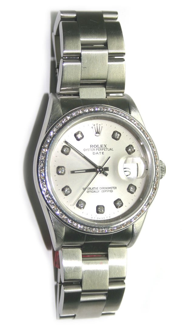 ROLEX STEEL/DIAMOND MEN'S DATE JUST WATCH. - 2