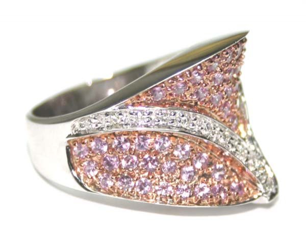 4.CT DIA & PINK SAPPHIRE 9.70 GR 14K GOLD RING. - 2