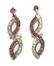 3002: 4 CT DIAMOND & RUBY 14KT GOLD EARRINGS.