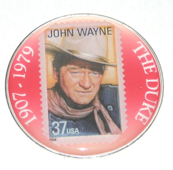 $5 JOHN WAYNE SILVER COIN IN COLOR 2004 COMMEMOR: THIS IS A $5 SILVER COIN JOHN WAYNE COMMEMORATIVE IN FULL COLOR WITH CERTIFICATE OF MINTING . Circa: Contemporary Size: