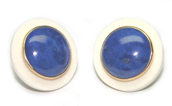 14KT GOLD AND IVORY EARRINGS .