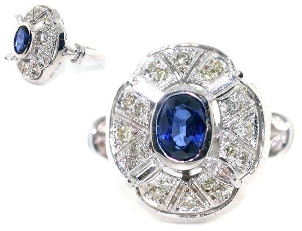 3 CT DIAMOND & SAPPHIRE 8.35 GR 14KT GOLD RING.
