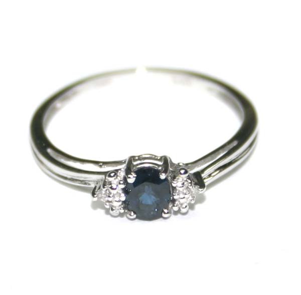 0.50 CT DIAMOND & SAPPHIRE 10K GOLD RING .