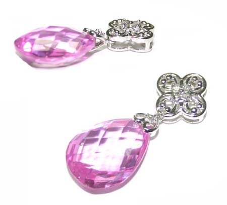 8.CT DIA & PINK TOPAZ 10K GOLD PENDANT.