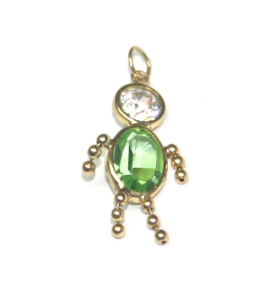 2,CT LAB W,SAPP & PERIDOT 14K GOLD PENDANT .