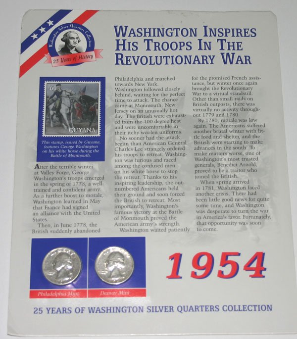 20 YEARS OF WASHINGTON SILVER QUARTERS 1954 .
