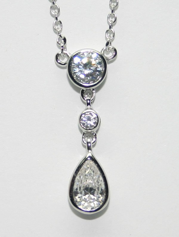 2.50 CT LAB WHITE SAPP SILVER NECKLACE .