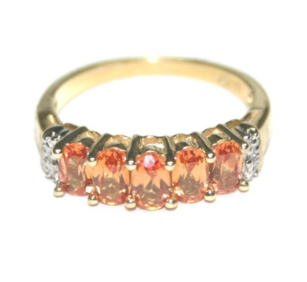 2.50 CT CITRIN & DIAMOND 10K GOLD RING .