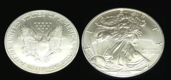 AMERICAN EAGLE 2005 SILVER DOLLAR COIN .
