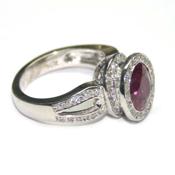 3,50 CT DIAMOND & RUBY 14K GOLD RING . - 2