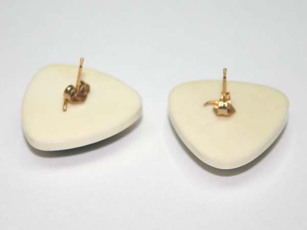 14 kt GOLD IVORY & MALAKITE EARRINGS. - 2