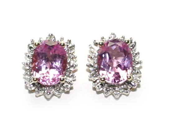3.50CT DIA & P TOPAZ GOLD EARRINGS.