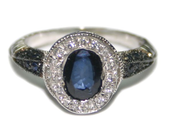 2 CT DIAMOND & SAPPHIRE 14KT GOLD RING 5 GR .
