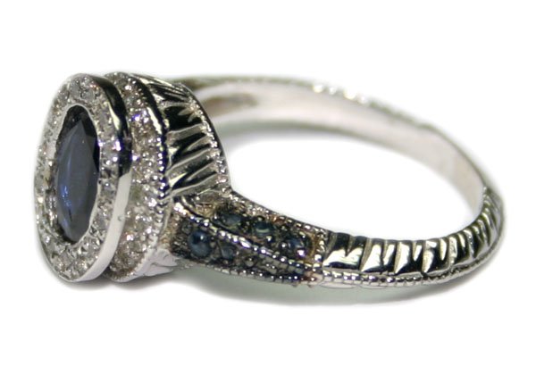 2 CT DIAMOND & SAPPHIRE 14KT GOLD RING 5 GR . - 2