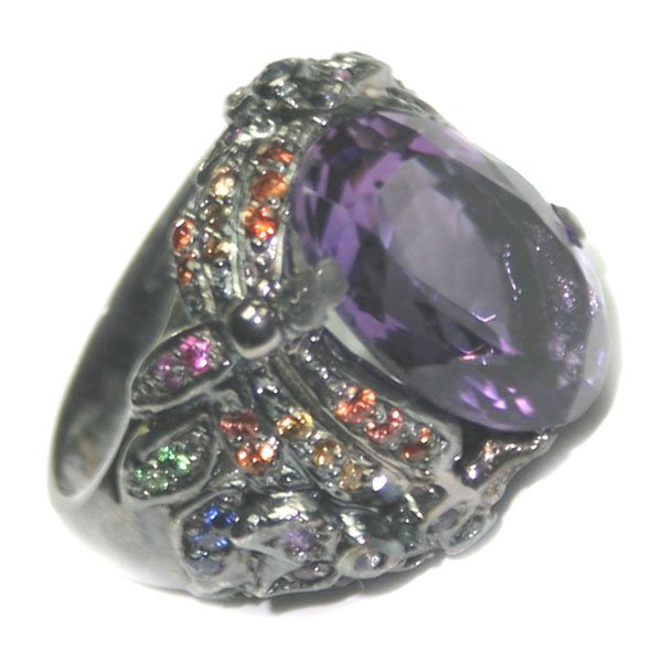12 CT MULTI COLOR GEM 23.30 GR 14KT GOLD RING. - 2
