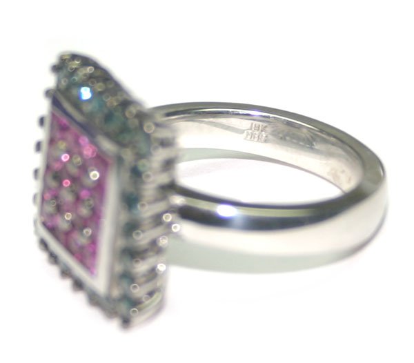 2.70 CT BLUE DIAMOND & RUBY 18KT GOLD RING 14.60  - 2