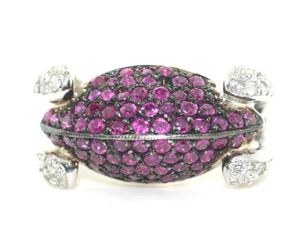 4,CT DIAMOND & RUBY 19.30 GR 14KT GOLD RING .