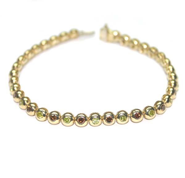 2.50 CT MULTI COLOR DIAMOND 14K GOLD BRACELET 17 
