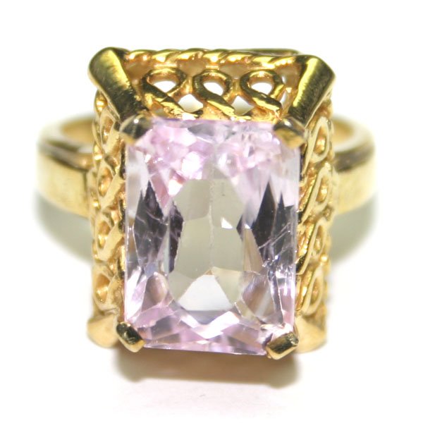 4.50 CT NATURAL KUNZITE SILVER RING .