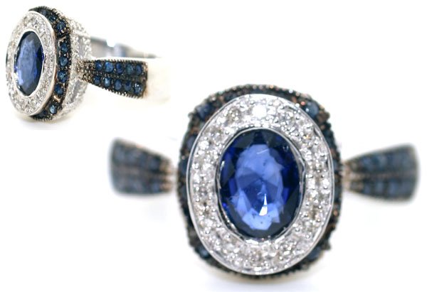 3 CT DIAMOND & SAPPHIRE 7 GR 14KT GOLD RING.
