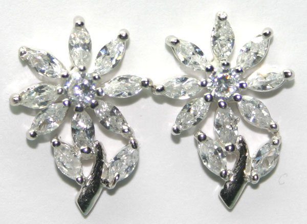 2.5 CT LAB W,SAPPH SILVER EARRINGS.