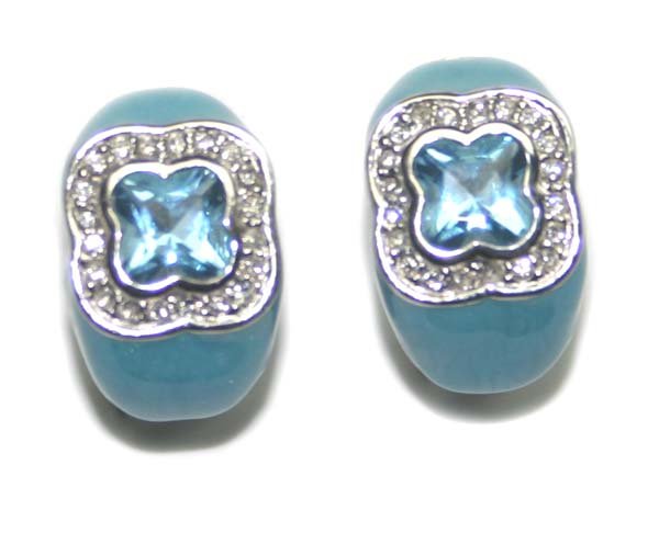 1.50 CT B,TOPAZ & LAB WHITE SAPP SILV EARRINGS.