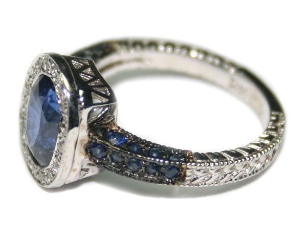 2.50 CT DIAMOND & SAPPHIRE 14KT GOLD RING 5.20 GR - 2