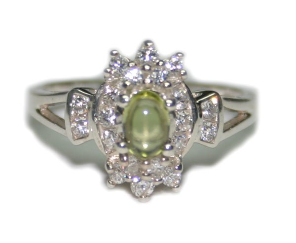 1.50CT PERIDOT& LAB SAPPH SILVER RING.