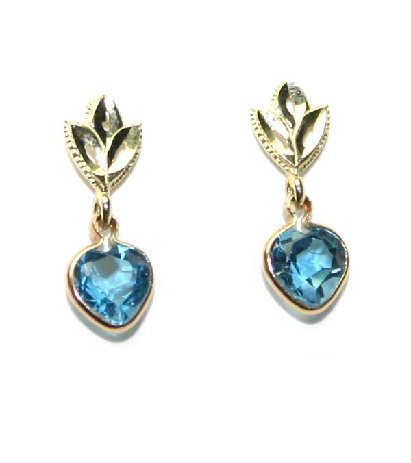 1.50 CT BLUE TOPAZ 14K GOLD POST EARRINGS.